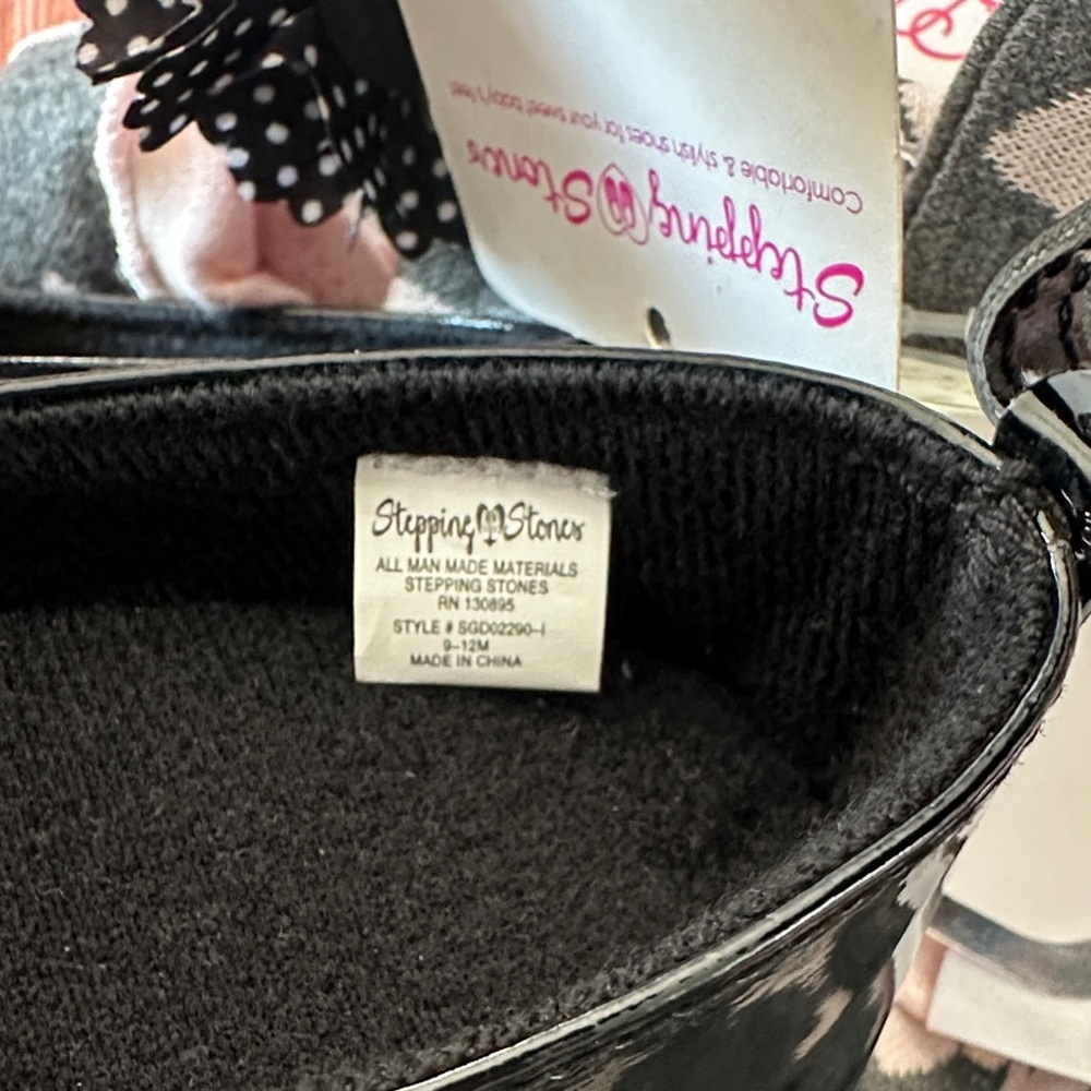 NWT Little Lass Pink and Gray Bow Baby Dress, Shoes and Hair Accessory Set, 12M - Picture 5 of 5